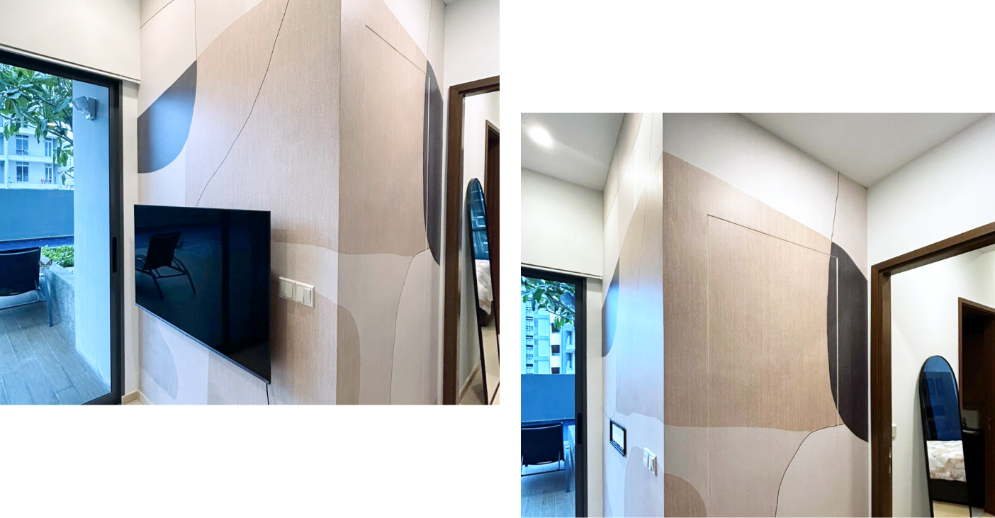 Tv wall and camouflage door after look